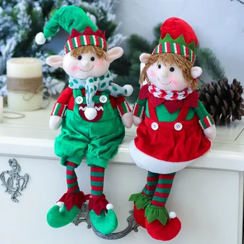 Vianočné zariadené, pri tionRed a zelenej látky Plyšové Nohu Elf Bábika Ozdoby Chlapci Dievčatá Elfovia Hračka Bábika pre 2022 Nový Rok Domova Obrázok 2