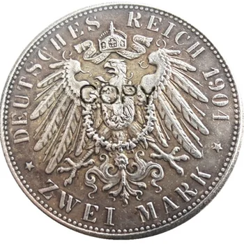 Replika Nemecko 2 Známky strieborné Pozlátené 1904 Strieborné Pozlátené Kópie Mincí Obrázok 2
