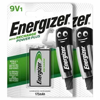 2 x Energizer Nabíjateľná 9V batérie Dobiť Moc NiMH aj 175mah Blok PP3 Obrázok 2