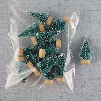 12 Kusov Mini Vianočný Stromček Sisal Hodváb Cedar - Dekorácie Malý Vianočný Stromček - Zlato, Striebro Modrá Zelená Mini Strom