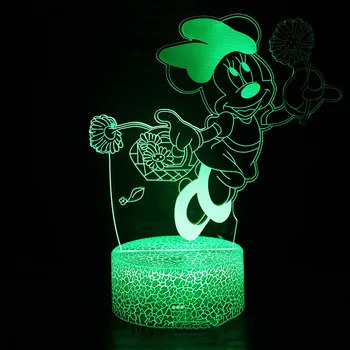 DISNEY LED nočné svetlo Mickey Minnie Steh 3D vizuálne stereo ľahký dotyk stolná lampa 16 farieb, diaľkové ovládanie, USB, batéria s dvojakým použitím,