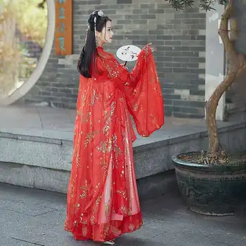 Víla Hanfu Cosplay Kostým Študent Rave Oblečenie Festival Čínske Tradičné Šaty Hanfu Ženy Červená Fáze Výkonu Oblečenie Obrázok 2
