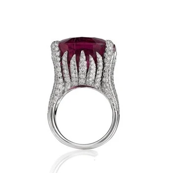 Luxusné Big Red Crystal Kameň Prstene pre Ženy Vintage Gotický Lebky Packa Zirkón Svadobné Engagemnt Krúžok Šperky Bague Femme Bijoux Obrázok 2
