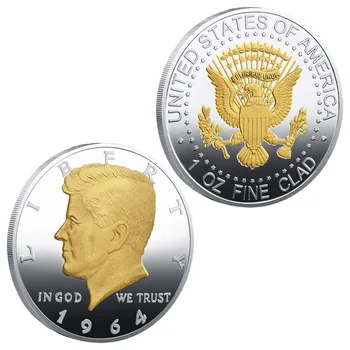 1964 NÁS Mince Kennedy Suveníry a Darčeky Strieborné Pozlátené Pamätné Mince Spojené Štáty Domáce Dekorácie Strieborné Mince Obrázok 2