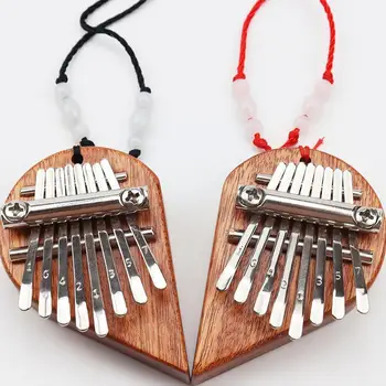 Osem-tón Mini Kalimba Prst Prenosné Piano Drevo Srdce Diy Vianočné Pol Základne Montáž Prívesok Klavír Palec G9i3