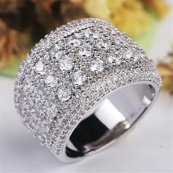 Marcatsa Luxusné Žena Veľký Kameň AAA Cubic Zirconia Jedinečný Kolo Krúžok Plný Crystal Zásnubné Prstene pre Ženy, Svadobné Šperky Obrázok 2