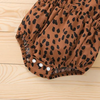 Dojčenská Dievčatá v Lete Tenké Leopard Oblečenie Deti Kombinézach Ležérne Oblečenie Baby Sunsuits Trakmi Ruched Čelenky Kombinézach 3-18 M