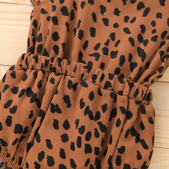 Dojčenská Dievčatá v Lete Tenké Leopard Oblečenie Deti Kombinézach Ležérne Oblečenie Baby Sunsuits Trakmi Ruched Čelenky Kombinézach 3-18 M Obrázok 2