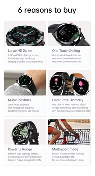 AMOLED displej smart hodinky 454*454 smart hodinky Vždy zobrazovať čas bluetooth hovor hudby smartwatch pre mužov TWS slúchadlá