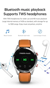 AMOLED displej smart hodinky 454*454 smart hodinky Vždy zobrazovať čas bluetooth hovor hudby smartwatch pre mužov TWS slúchadlá Obrázok 2