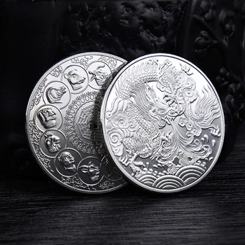 Čínsky Štýl Dvanásť Zverokruhu Klebety Drak, Kráľ Pamätné Mince Maľované Plastický Metal Craft Odznak Darček