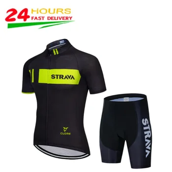 2022 STRAVA v Lete Cyklistika Dres Nastaviť Priedušná Team Racing Sport Požičovňa Jersey Mens Cyklistické Oblečenie Krátke Cyklistické Jersey Obrázok 2