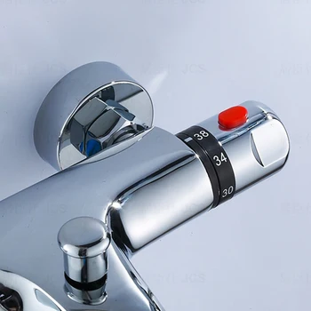 Termostatické Vane Sprchovací Zvukový Pult, Kúpeľňa Moderné Chrome Na Stenu Single-Rukoväť Sprcha Ventil Ťuknite Na Položku Sprcha Faucent Obrázok 2