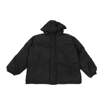 2021 zime s kapucňou mužov stáť golier bežné polyester zips farbou nadrozmerná voľné čierne hrubé teplé bundy