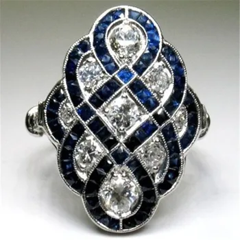 Móda Crystal Prstene pre Ženy, Luxusné Šperky Princezná Geometrické Svadobný Prsteň Zásnubný Kúzlo Darček Bijoux Femmes Celý Predaj Obrázok 2