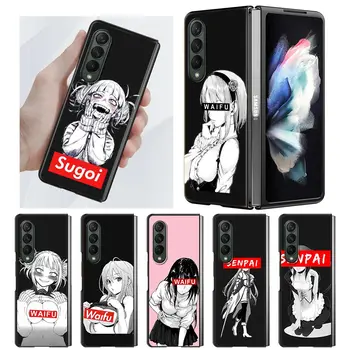 Sugoi Senpai Anime Dievča Waifu Pevného PC obal Pre Samsung Galaxy Z Fold3 Coque Rozdelenie Skladací Z Zložiť 3 Plastový Čierny Kryt Telefónu Taška