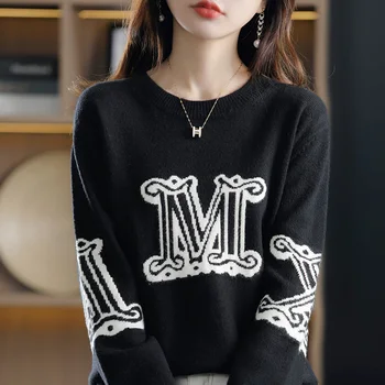 2021 cashmere elegantné dámske pletené sveter cashmere sveter pulóver o-krku voľné a mäkké dámske svetre Pulóver Obrázok 2