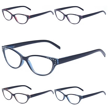 BONCAMOR 4 Pack 2022 Módne Cat Eye Diamond-Studded Okuliare na Čítanie Pre Ženy Full-Frame Anti-Únava Eyeglasses0-600