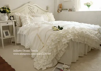 Luxusné Prehrabať perinu kráľovná čistej bavlny posteľná bielizeň kráľ perinu čipky posteľ nastaviť princezná deka kryt duvet set taška v posteli Obrázok 2