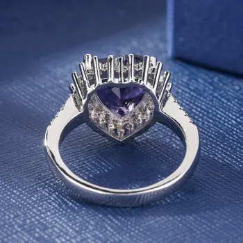 Romantické Srdce Fialová Crystal Zirkón Prstene pre Ženy Angažovanosti, Svadby, Módne Šperky Príslušenstvo Predaj Veľkosť 6-10