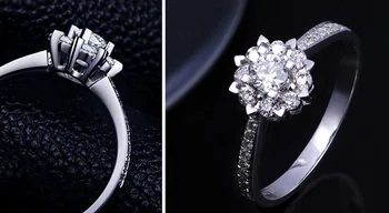 YANHUI Nové Trendy Nádherný CZ Kvet 925 Silver Zásnubné Prstene pre Ženy Vysokej Kvality Full Pripraviť Zirkón Vintage Šperky Obrázok 2