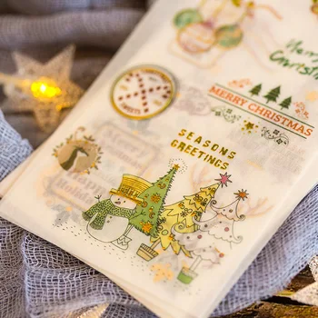 Nový 6 Listov/Súbor Veselé Vianočné Dekorácie, Nálepky DIY Vianočný Stromček Elk Papiernictvo Denník Nálepky