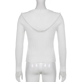 Waatfaak Bežné Vytiahnuť Biely Sveter Dlhý Rukáv V Krku 90. ROKOV Retro Pletený Sveter Ženy Zimné Základné Jumper Módne Knitwear 2021