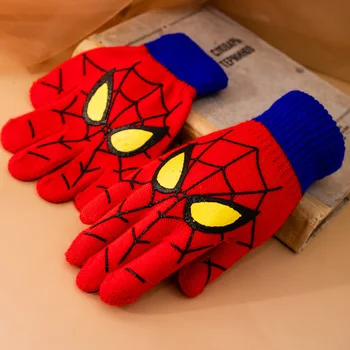 Marvel rukavice detí jeseň a v zime teplo päť prstov, pletené anime, komiksu, spiderman cool darček pletené rukavice Vianoce