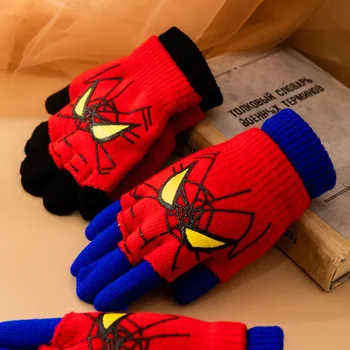 Marvel rukavice detí jeseň a v zime teplo päť prstov, pletené anime, komiksu, spiderman cool darček pletené rukavice Vianoce Obrázok 2