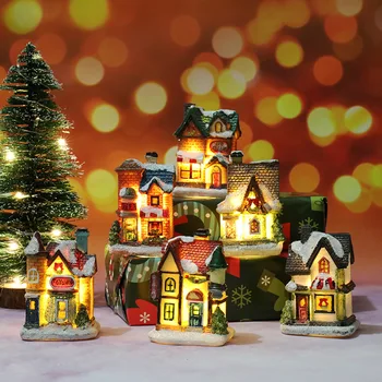 Vianočné Dekorácie pre Domov Vianoce Živice Dom LED Svetlo, Až Village House Scény, Dekorácie Vianočný Darček Navidad 2022 Nový Rok