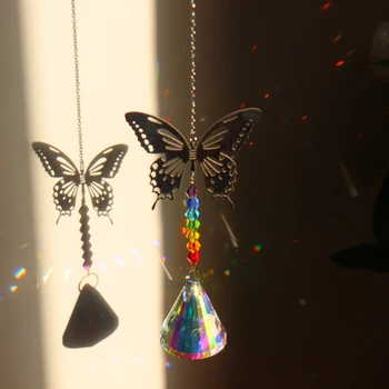 Visí Crystal Slnko Senzor Motýľ Dargonfly Catcher Prism Prívesok Plavidlá Rainbow Okno Domov Záhradné Steny Zariadené, Pri Zvonkohry