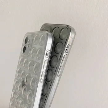Transparentné 3D Bublina Telefón puzdro Pre iPhone 11 12 Pro Max X XS Max XR 8 7 Plus SE 2020 12 Mini Mäkké Shockproof Nárazník Zadný Kryt Obrázok 2