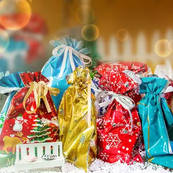 15Pcs/Set Šnúrkou Vianočné Darčekové Tašky Malé Vianočné Šnúrkou Darčeková Taška Kúzlo Šperky Balenie Vrecia & Tašky Obrázok 2