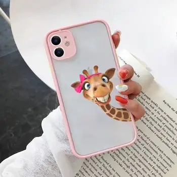 Žirafa zvierat roztomilý a legrační Telefón Prípade Ružová matné transparentné Na iPhone 7 8 x xs xr 11 12 13 pro plus max mini Jasné, Funda Obrázok 2