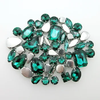 Emerald sklo krištáľ kamienkami mix 13 tvary striebro pazúr flatback šiť na kamienkami korálky tašky odev, príslušenstvo diy 50pcs/pack Obrázok 2