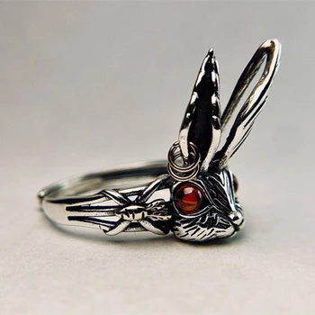 Vintage Dámske Strieborné Farebné Rabbit Krúžok Červený Kryštál Nastaviteľné Prstene pre Ženy, Ženské Milenca Darček Bunny Prst Prsteň, Šperky