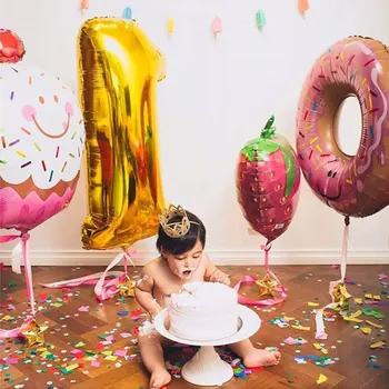 1pc Ružová Šišky, Cukrovinky, zmrzlina Popcorn Fóliové Balóny Happy Birthday Sladké Deti Hračky Cukor Dieťa Sprcha Dekorácie