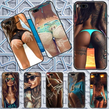 Dievča Zadok Sexy Tetovanie Bikini Telefón puzdro Pre Xiao Mi Max Poznámka 3 A2 A3 8 9 9T 10 Lite Pro Ultra black 3D nárazníka celkom Etui Obrázok 2