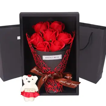 1 Kyticu Umelých Mydlo Ruže Kvet Medveď Deň Matiek Narodeniny Svadobný Dar Obrázok 2