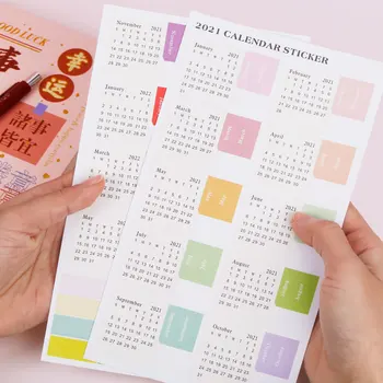 2 ks 2021-2022 DIY Kalendár Nálepky, Farebné Index Štítok Mesiac Nálepky Osobného Denníka Notebook Zápisník Dátum Plán Nálepky
