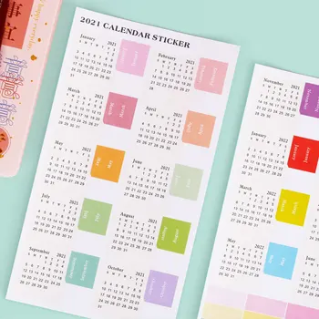 2 ks 2021-2022 DIY Kalendár Nálepky, Farebné Index Štítok Mesiac Nálepky Osobného Denníka Notebook Zápisník Dátum Plán Nálepky Obrázok 2