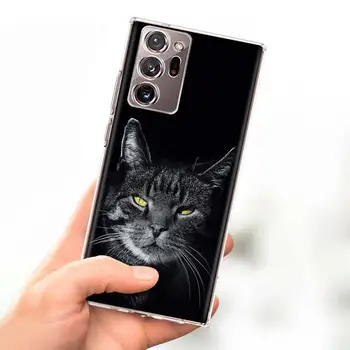 Kawaii Čierne Mačky Telefón Prípade Coque Pre Samsung Galaxy Note 20 Ultra Poznámka 8 9 10 Plus F52 F62 M31S M30S M51 M11 Kryt Funda Capa