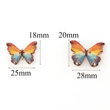 50PC 2 Otvory Prirodzené Farby Motýľ Drevené Fit Šitie A Scrapbooking Šitie Tlačidlá Pre Plavidlá typu 