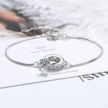 KOFSAC Nové Módne 925 Sterling Silver Šperky, Náramky Pre Ženy Lesklé Zirkón Romantická Láska Náramok Dievča Valentína Darček