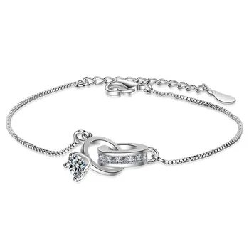 KOFSAC Nové Módne 925 Sterling Silver Šperky, Náramky Pre Ženy Lesklé Zirkón Romantická Láska Náramok Dievča Valentína Darček Obrázok 2