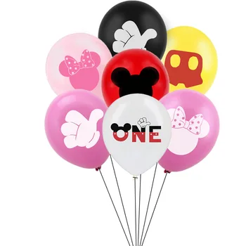 Cartoon Mickey Mouse Latexové Balóny Nastaviť, Ružová, Čierna, Červená Mickey Minnie Obrázok Vytlačený Vzduch Globos Deti Narodeninovej Párty Dekorácie