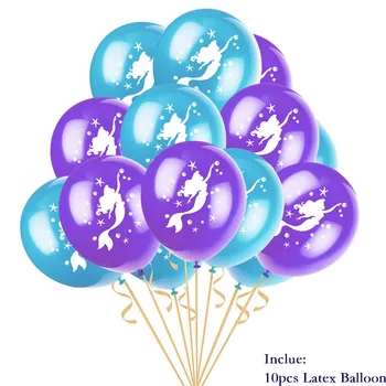 1set Cartoon Morská víla Balóny Deti Narodeninovej Party Dekorácie Fialové Modré Balóny, Konfety Svadobné Balónikov Baby Sprcha Dodávky