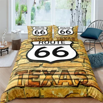 Americkú Route 66, Spálne, posteľná bielizeň Set 2/3ks Perinu obliečka na Vankúš bytový Textil Single Double Twin Kráľovná King Size Black Luxus Obrázok 2