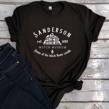 Čierny Plameň Sviečky T Shirt Sanderson Čarodejnice Múzeum Žena Tshirts Halloween Čarodejnice Lebky Tričko Sanderson Sestry Oblečenie