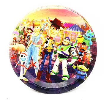 Toy Story Deti Happy Birthday Téma Strana Navrhne Nastaviť Poháre Taniere Riad Papier Slamky Hudi Buzz Lightyear Foill Balón Obrázok 2